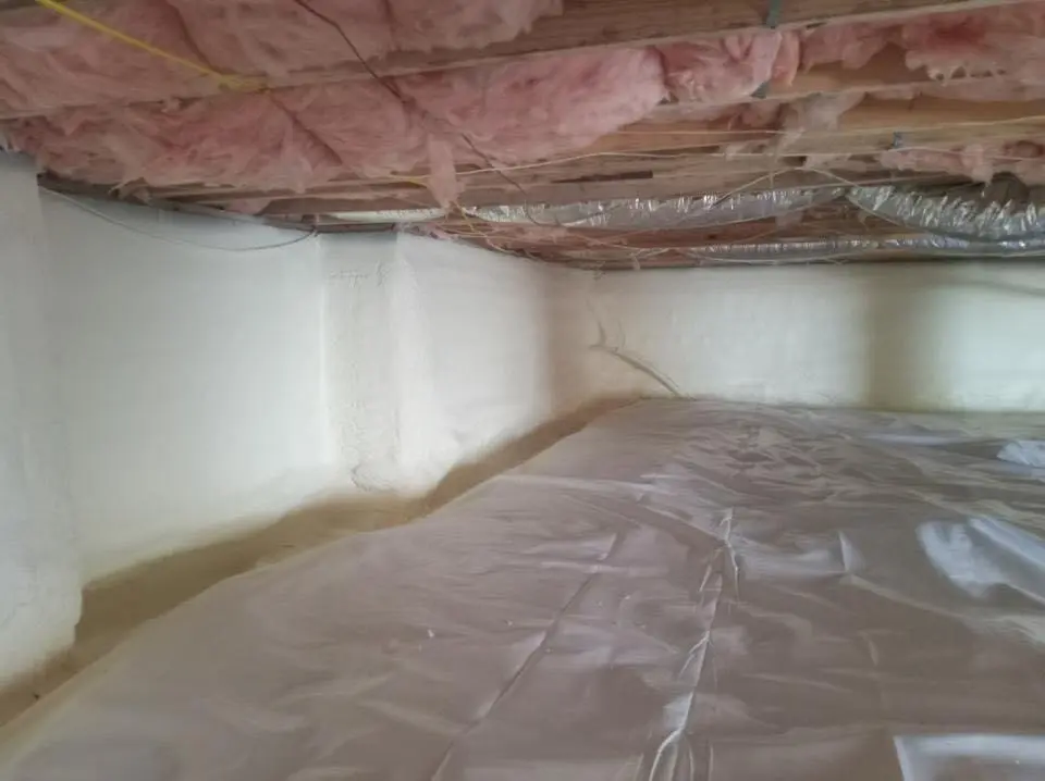 Crawl space encapsulation with closed-cell spray foam for Roof Maintenance in Plattsburgh
