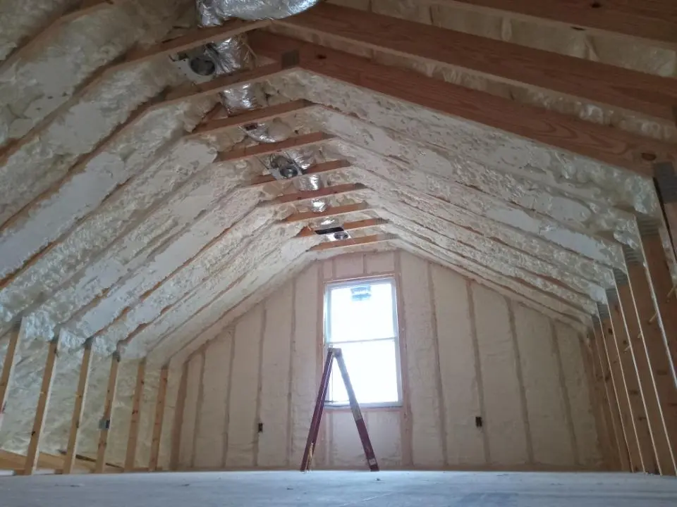 Spray foam roofing application for Crawl Space Insulation project in Plattsburgh